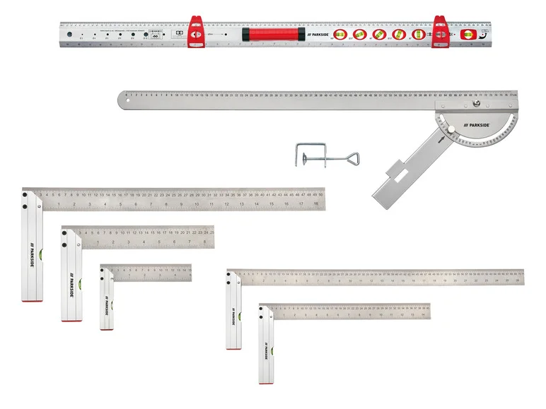 PARKSIDE® Set d'équerres. niveau à bulle gradué ou guide de coupe angulaire