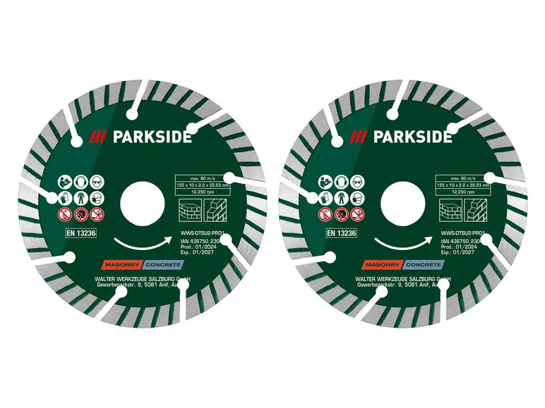 PARKSIDE® Lot de 2 disques diamant béton ou maçonnerie