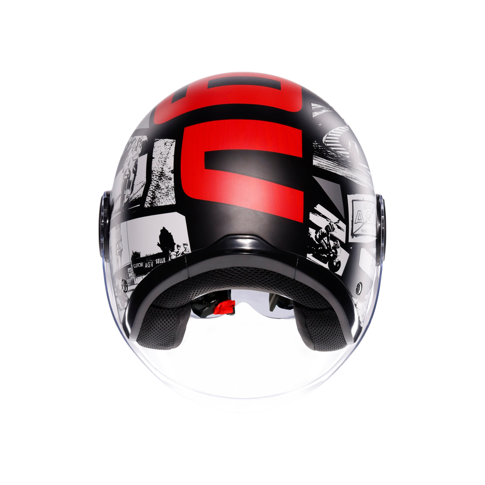 ETERES HISTORY MATT BLACK/WHITE/RED - MOTORBIKE OPEN FACE HELMET E2206