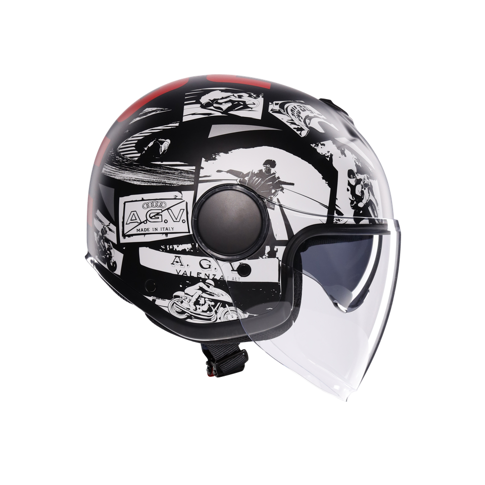 ETERES HISTORY MATT BLACK/WHITE/RED - MOTORBIKE OPEN FACE HELMET E2206