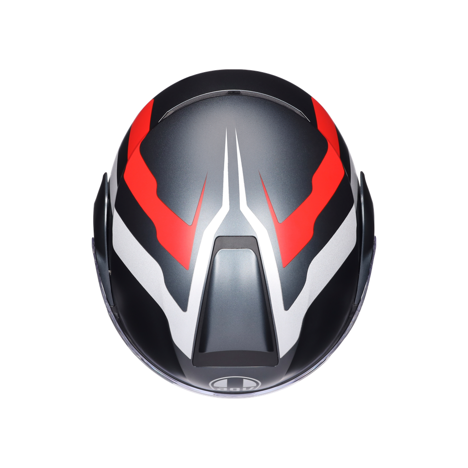 STREETMODULAR RESIA MATT GREY/SILVER/RED - MOTORBIKE FLIP UP HELMET E2206