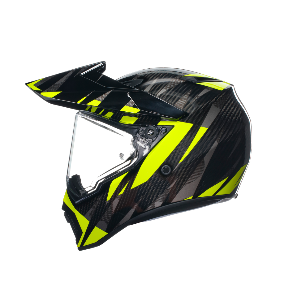 AX9 STEPPA CARBON/GREY/YELLOW FLUO - MOTORBIKE FULL FACE HELMET E2206