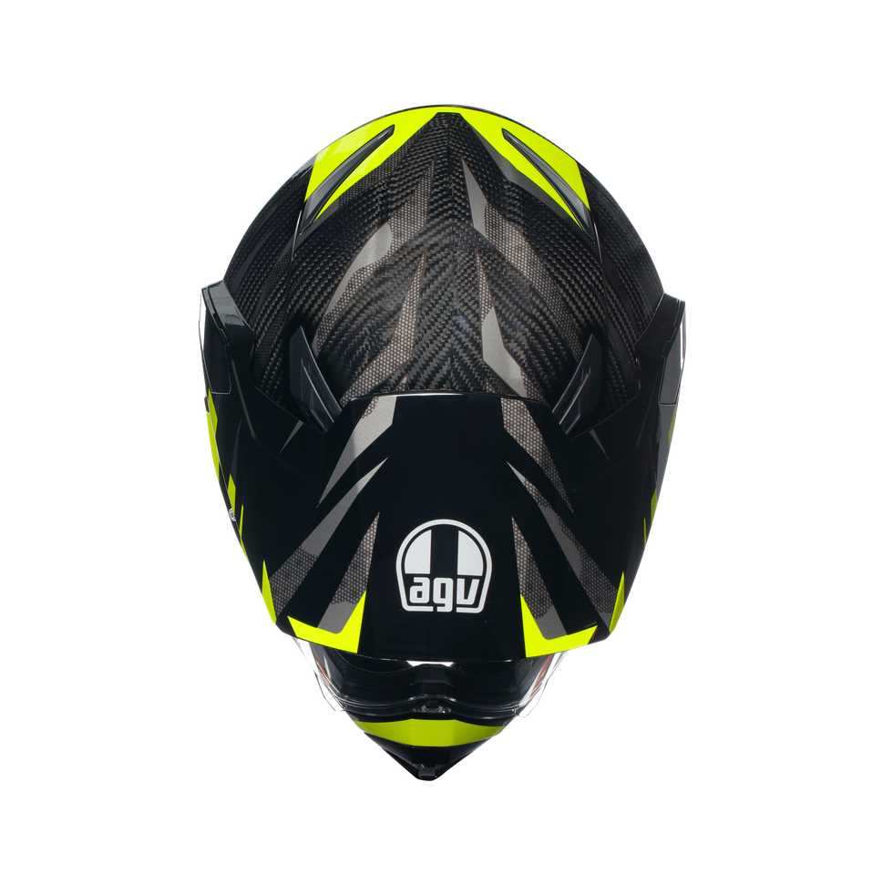 AX9 STEPPA CARBON/GREY/YELLOW FLUO - MOTORBIKE FULL FACE HELMET E2206