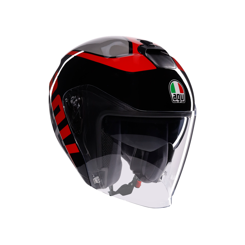 IRIDES MOTORBIKE OPEN FACE HELMET E2206 - VALENZA MATT GREY/BLACK/RED