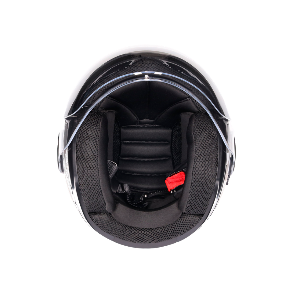 ETERES HISTORY MATT BLACK/WHITE/RED - MOTORBIKE OPEN FACE HELMET E2206