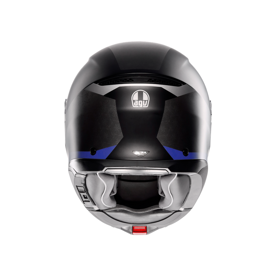 TOURMODULAR STRAY MATT BLACK/GREY/BLUE - MOTORBIKE FLIP UP HELMET E2206