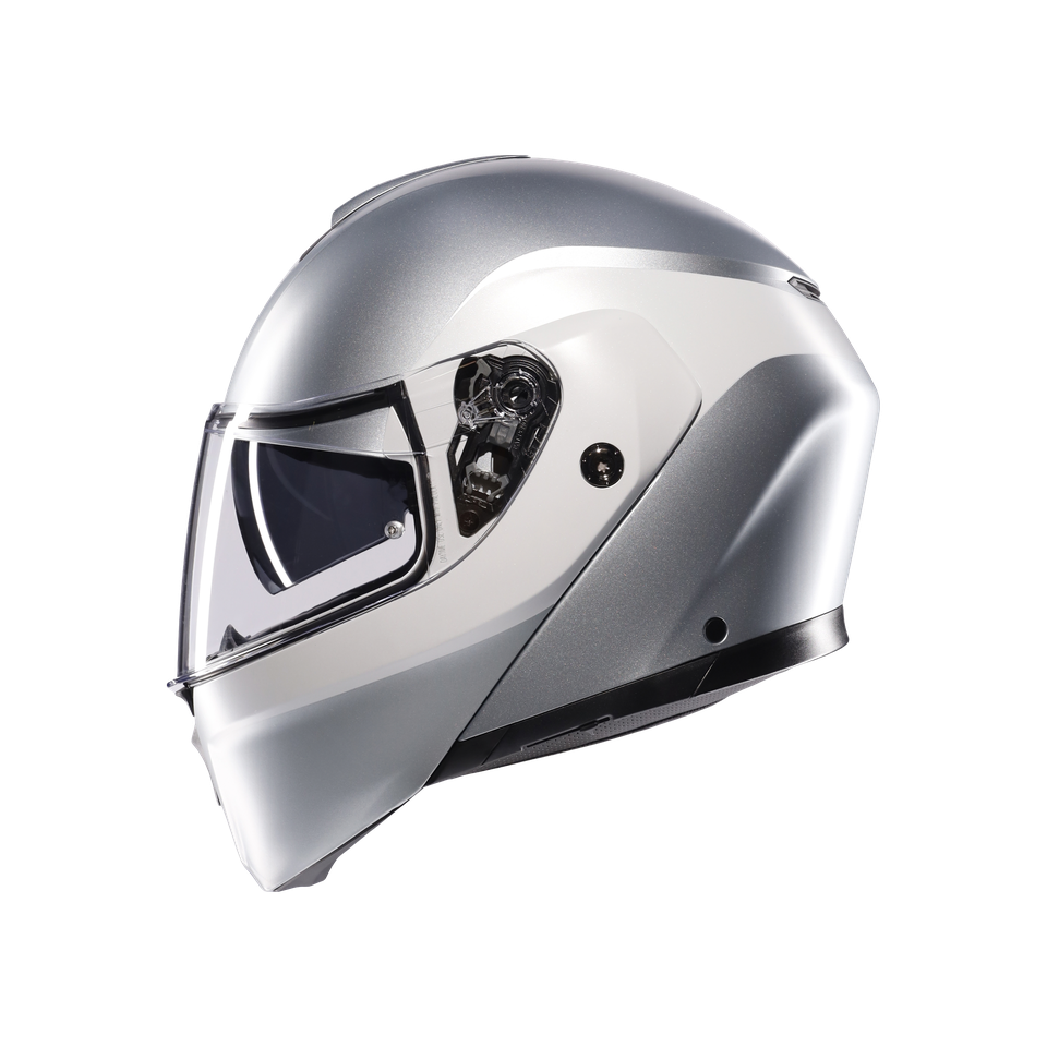 STREETMODULAR LEVICO MATT DOUBLE LIGHT GREY - MOTORBIKE FLIP UP HELMET E2206