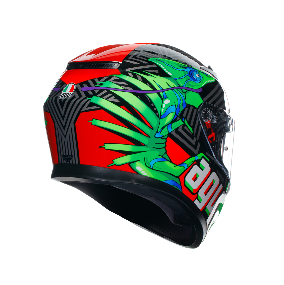 K3 KAMALEON BLACK/RED/GREEN - MOTORBIKE FULL FACE HELMET E2206