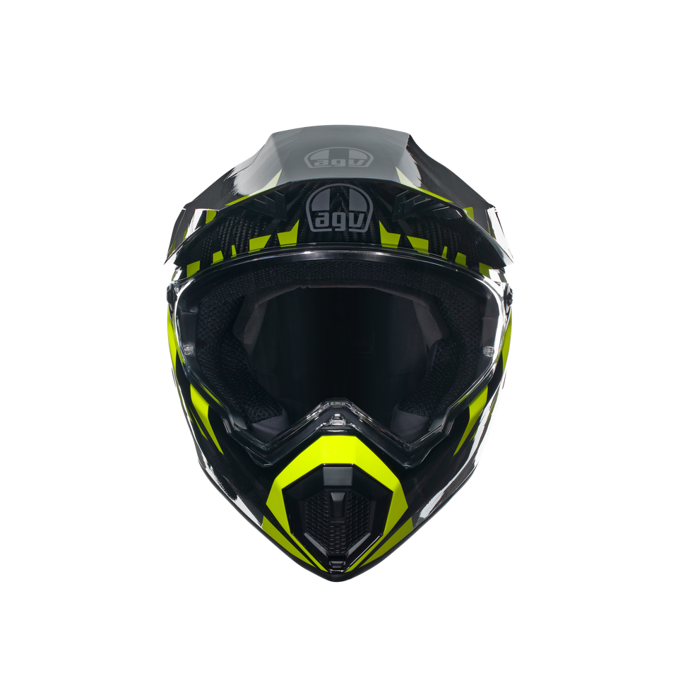 AX9 STEPPA CARBON/GREY/YELLOW FLUO - MOTORBIKE FULL FACE HELMET E2206
