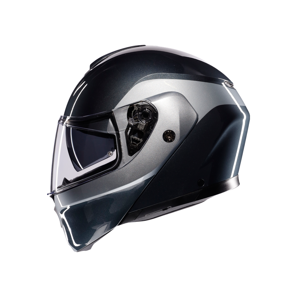 STREETMODULAR LEVICO GREY/SILVER - MOTORBIKE FLIP UP HELMET E2206