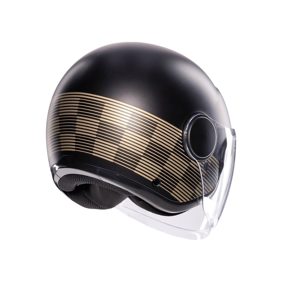 ETERES PONZA MATT BLACK/GOLD - MOTORBIKE OPEN FACE HELMET E2206