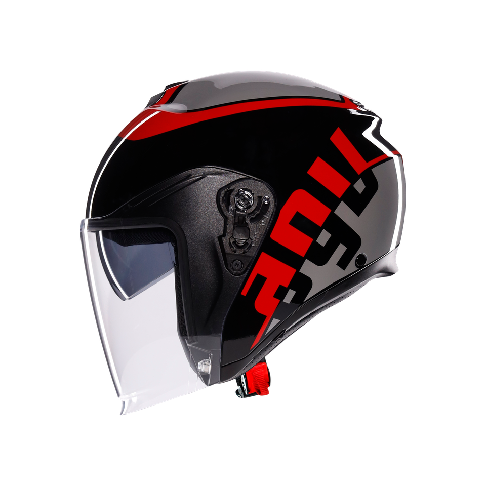 IRIDES MOTORBIKE OPEN FACE HELMET E2206 - VALENZA MATT GREY/BLACK/RED