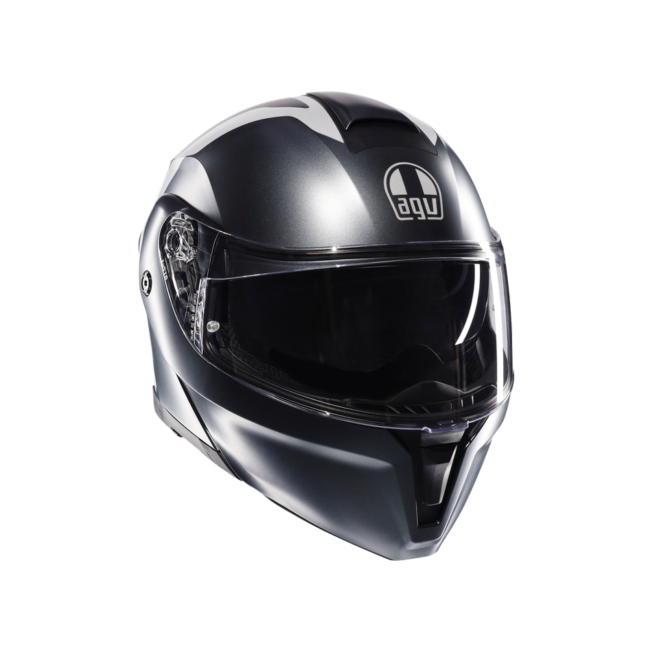 STREETMODULAR RESIA MATT GREY/SILVER/RED - MOTORBIKE FLIP UP HELMET E2206