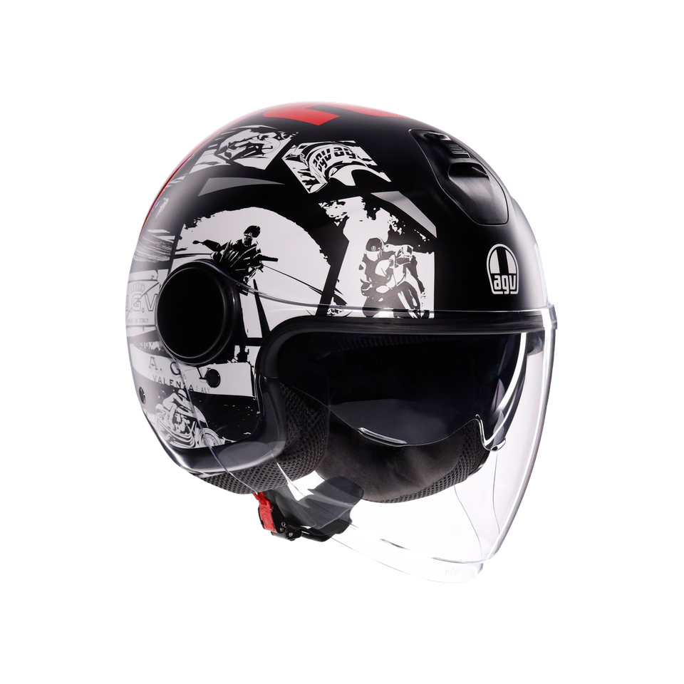 ETERES HISTORY MATT BLACK/WHITE/RED - MOTORBIKE OPEN FACE HELMET E2206
