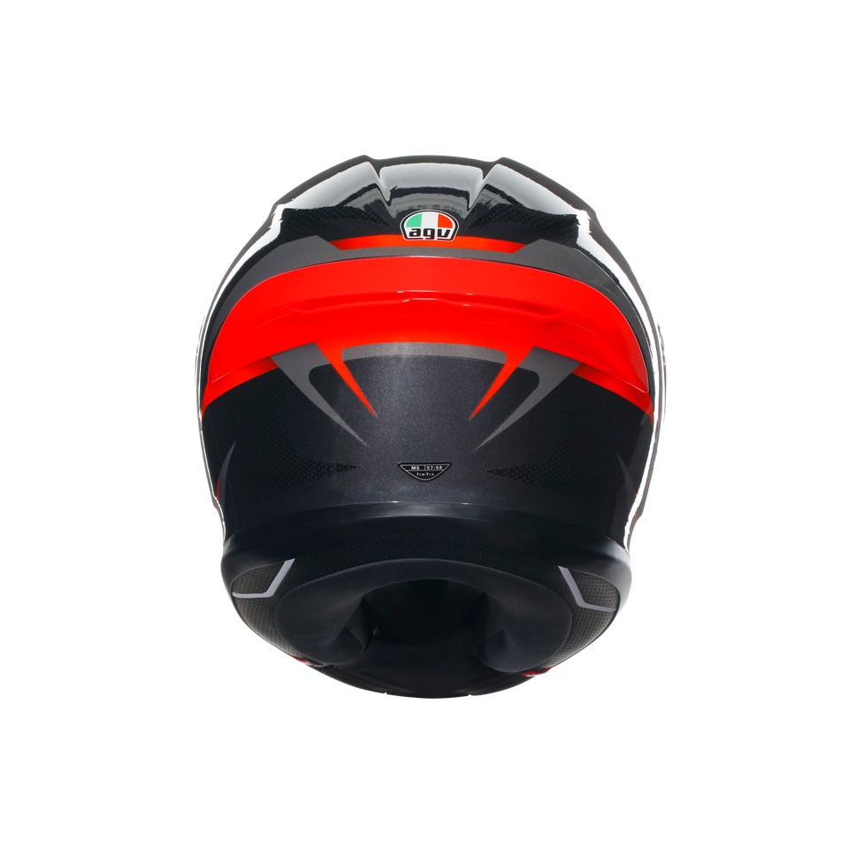 K6 S SLASHCUT BLACK/GREY/RED - MOTORBIKE FULL FACE HELMET E2206