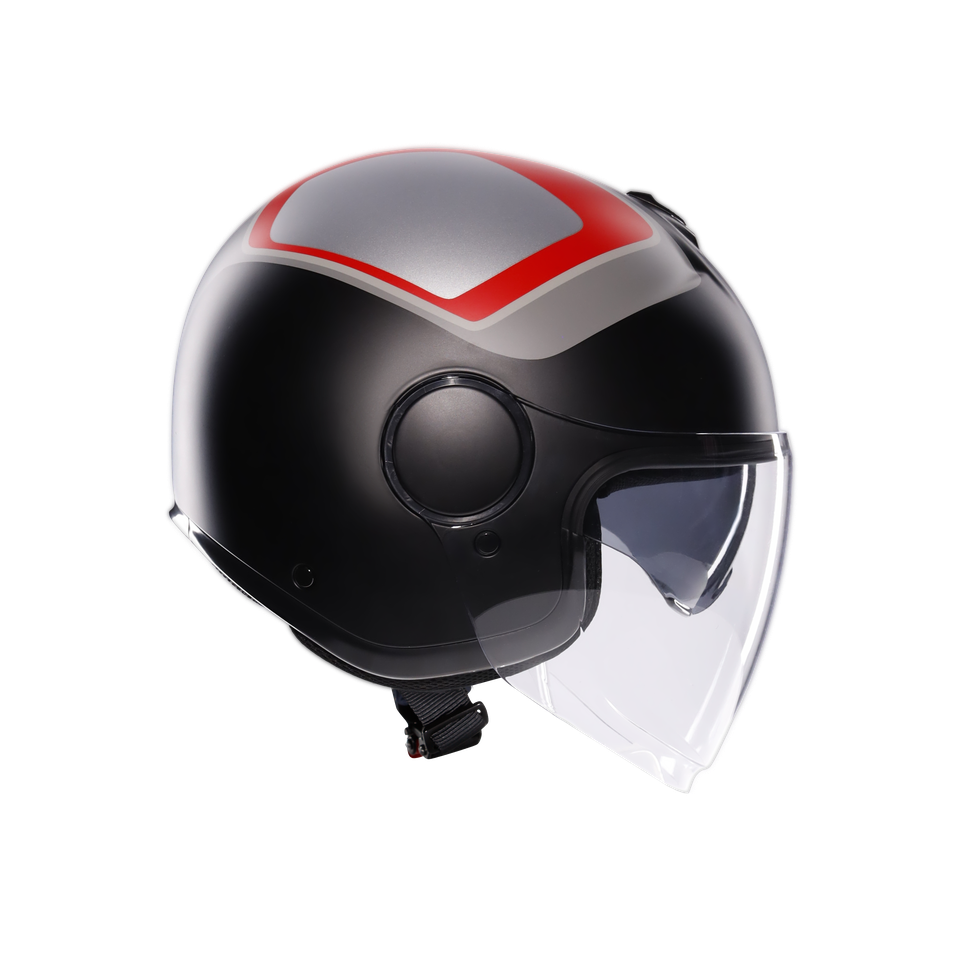 ETERES SCAGLIERI MATT GREY/RED - MOTORBIKE OPEN FACE HELMET E2206