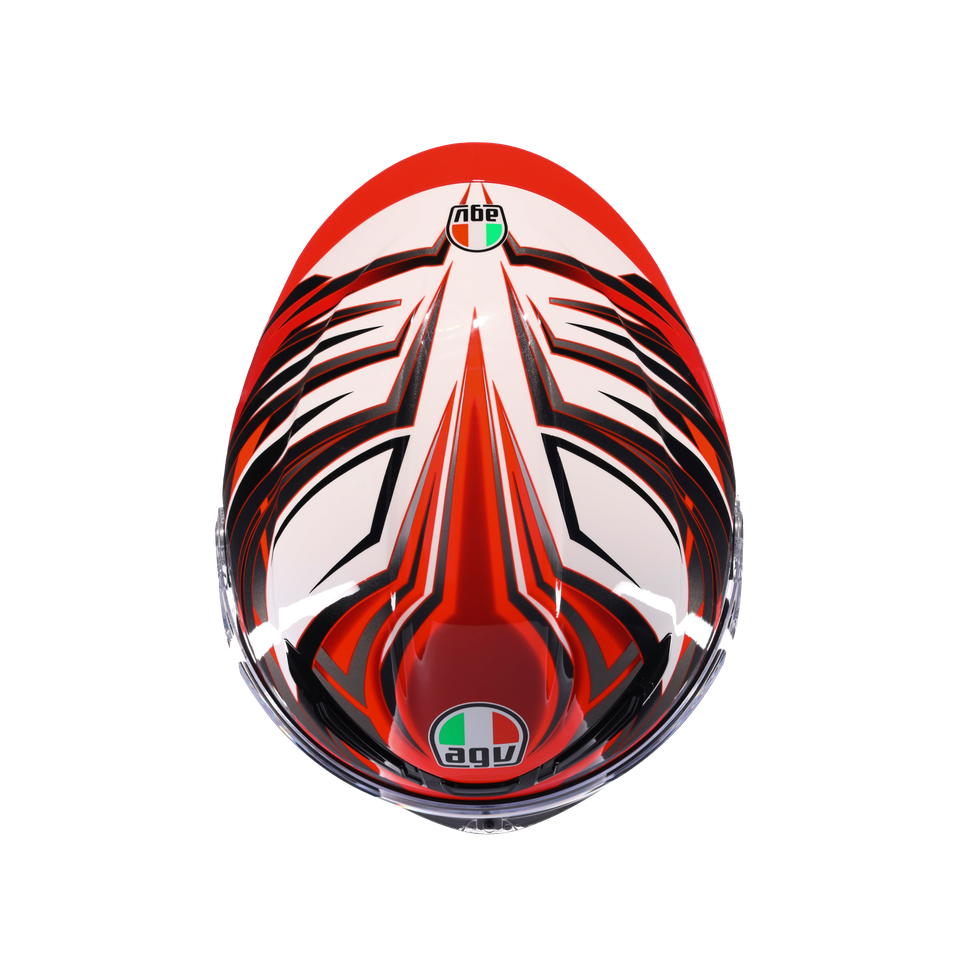 K6 S REEVAL WHITE/RED/GREY - MOTORBIKE FULL FACE HELMET E2206