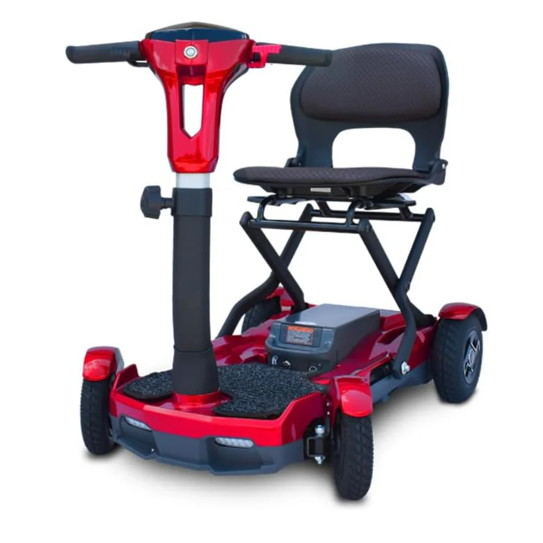 EV Rider TEQNO S26 Auto Folding Portable Lightweight 4-Wheel Mobility Scooter with Laser Guide Lights and Key Fob