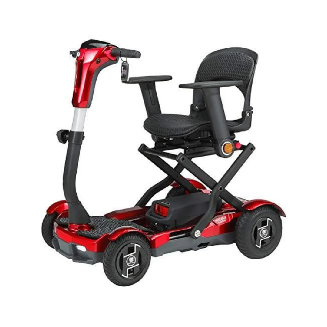 EV Rider TEQNO S26 Auto Folding Portable Lightweight 4-Wheel Mobility Scooter with Laser Guide Lights and Key Fob