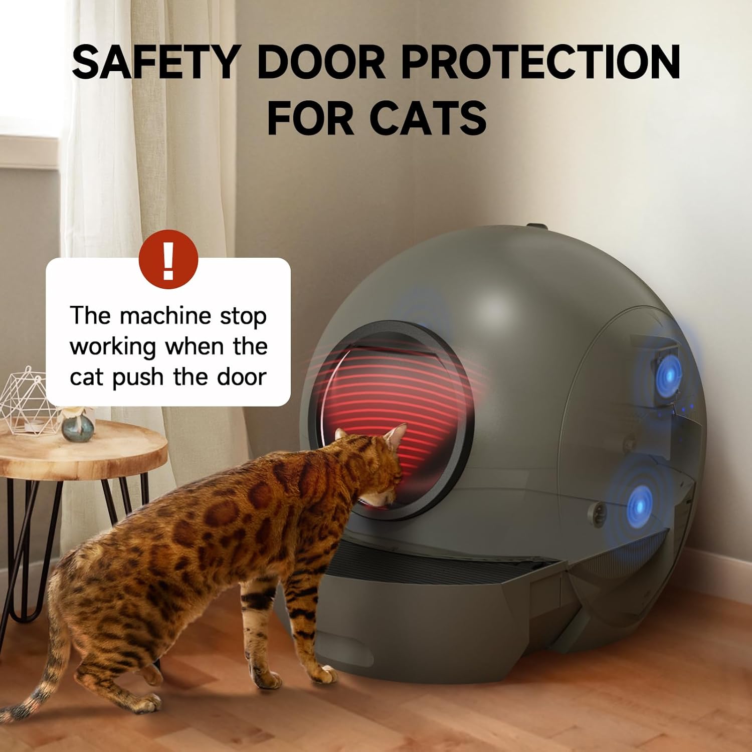 Self Cleaning Litter Box for Cats, Nafcefi Automatic Cat Litter Box Self Cleaning Extra Large, Robot Litter Box Self Cleaning App Control/Odor Removal/Safety Protection Litter Box