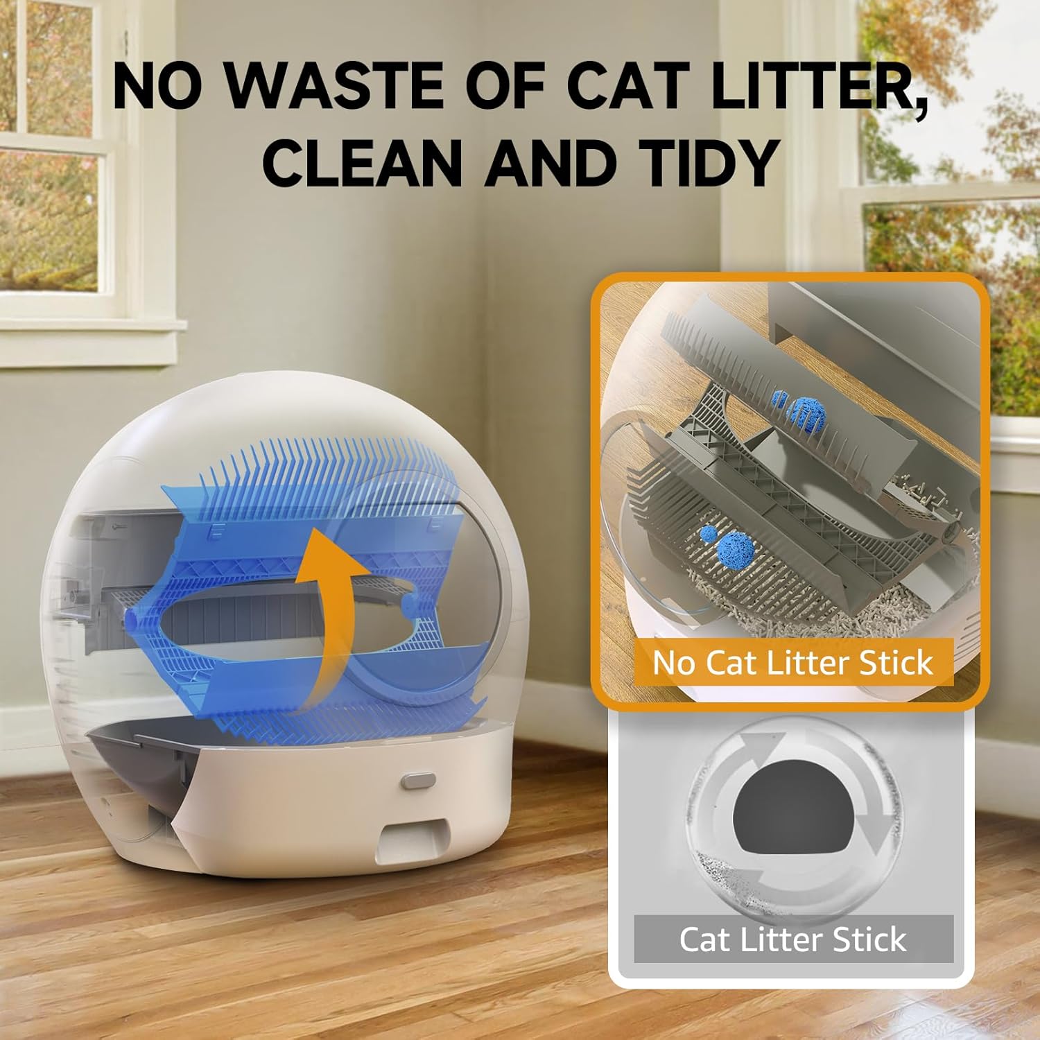 Self Cleaning Litter Box for Cats, Nafcefi Automatic Cat Litter Box Self Cleaning Extra Large, Robot Litter Box Self Cleaning App Control/Odor Removal/Safety Protection Litter Box