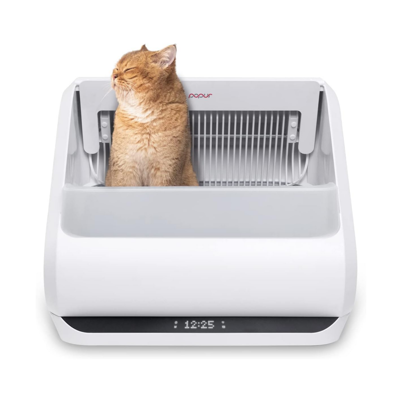 X5 Self-Cleaning Cat Litter Box - Unique Split System, Open Top, 30-Day Capacity - Automatic Litter Scooping Robot, Odor-Seal Disposable Cardboard Bin, 24 Inch Tray, 33 lbs. Load, 99% Leakproof