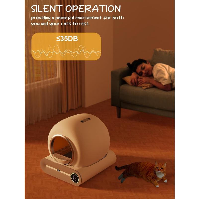 Self Cleaning Litter Box - Never Scoop Litter Again, 74L Large Automatic Cat Litter Box Self Cleaning for Multiple Cats, Safety/Low Noise/Use Easily Automatic Litter Box with APP Control