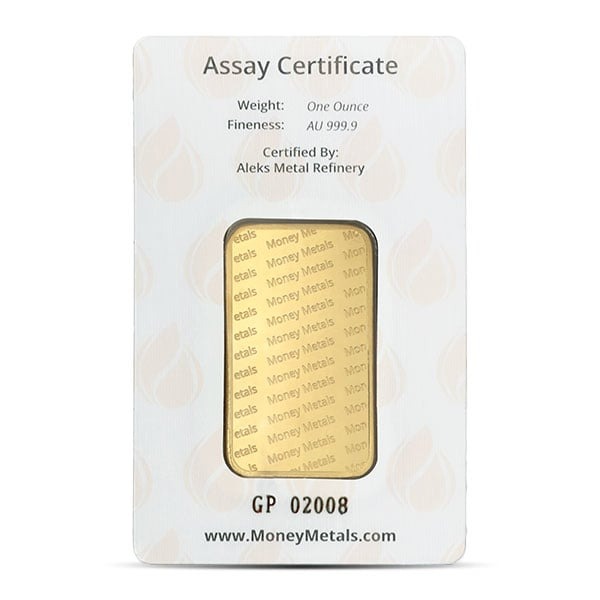 Money Metals 1 Oz Gold Bar - .9999 Pure