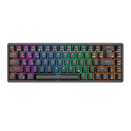 Trådløs mekanisk tastatuer mechanical keyboard Royal Kludge RK837 RGB. Brun switch (sort)