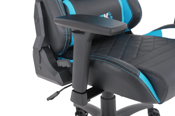 Geekd Vulcan Gaming-Stuhl. Schwarz/Blau – Oberseite aus PU-Leder – bis zu 120 kg