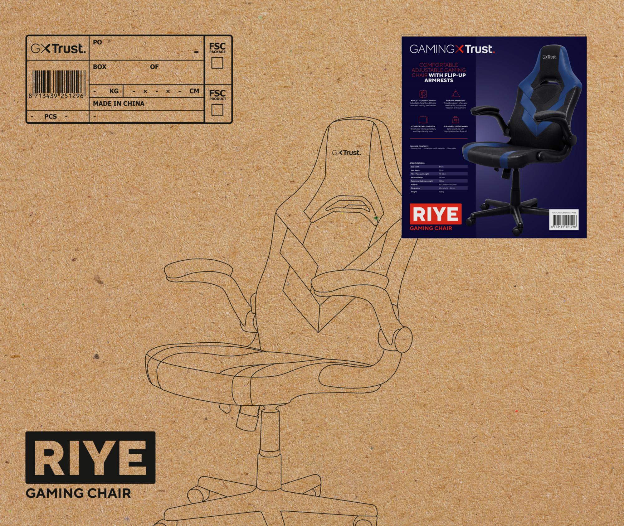 TRUST GXT703B RIYE GAMING CHAIR - BLUE