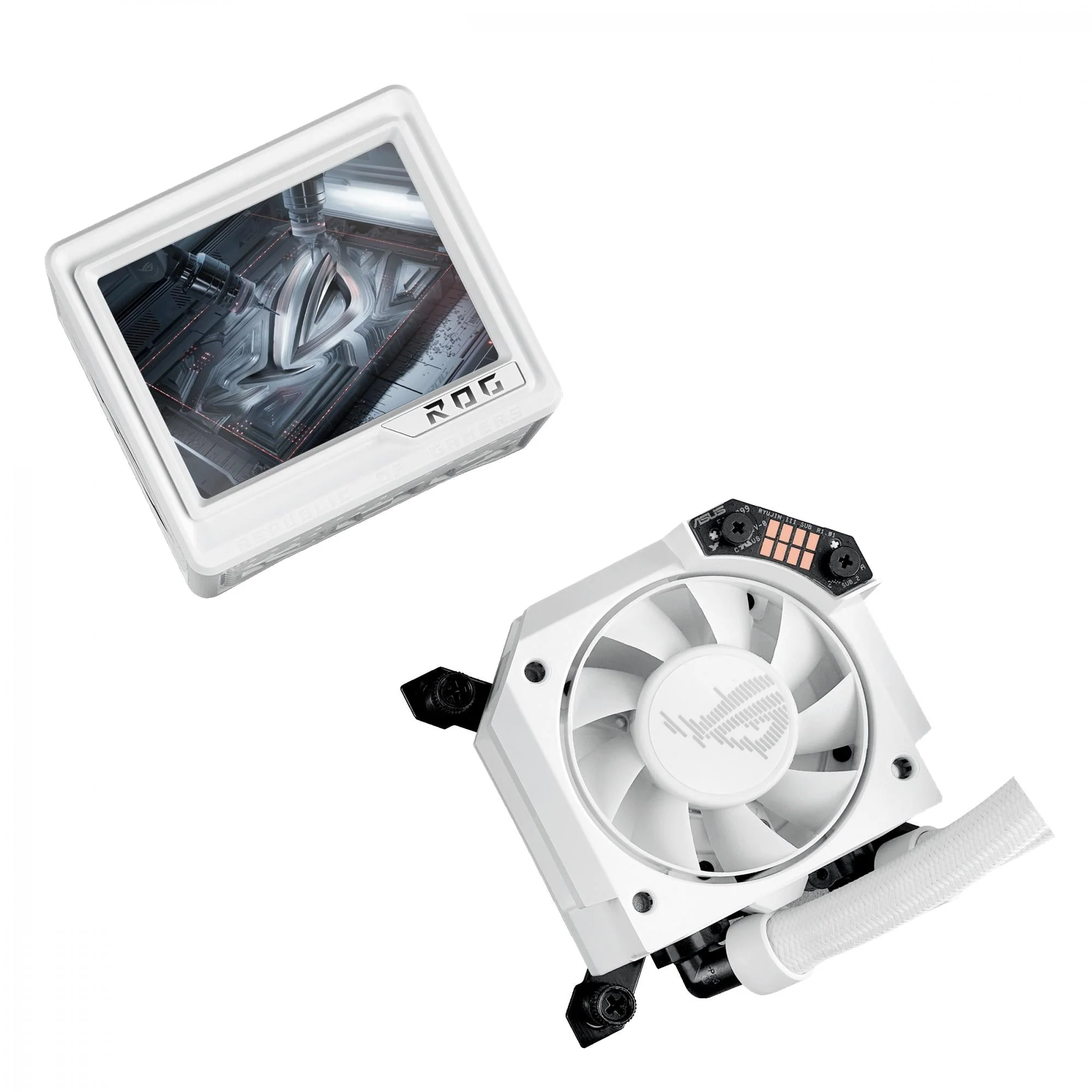ASUS ROG RYUJIN III 360 ARBG EXTREME WHITE LCD AiO Liquid Cooler w. 3.5 LCD. Asetek Gen8 pump